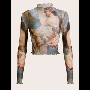 NWOT Figure Graphic Lettuce Trim Crop Shirt